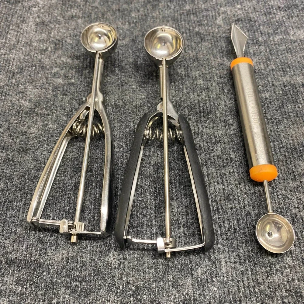 3pc Stainless Steel Cookie Scoop Set and Pura Vida Melon Baller Carving Tool